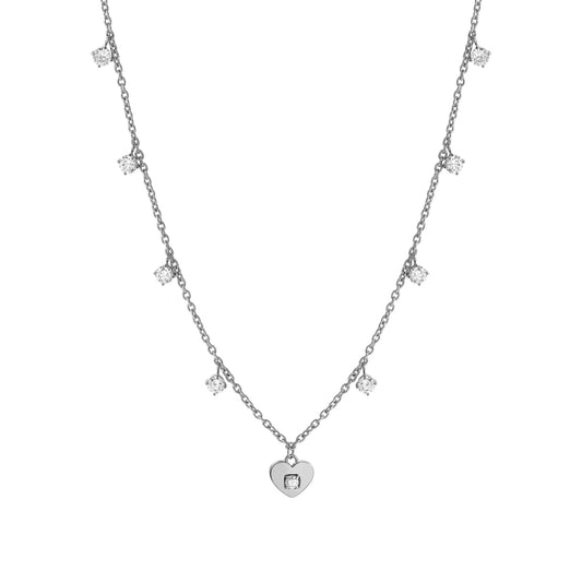 قلادة نومينيشن مع قلب مرصع بأحجار الزركونيا