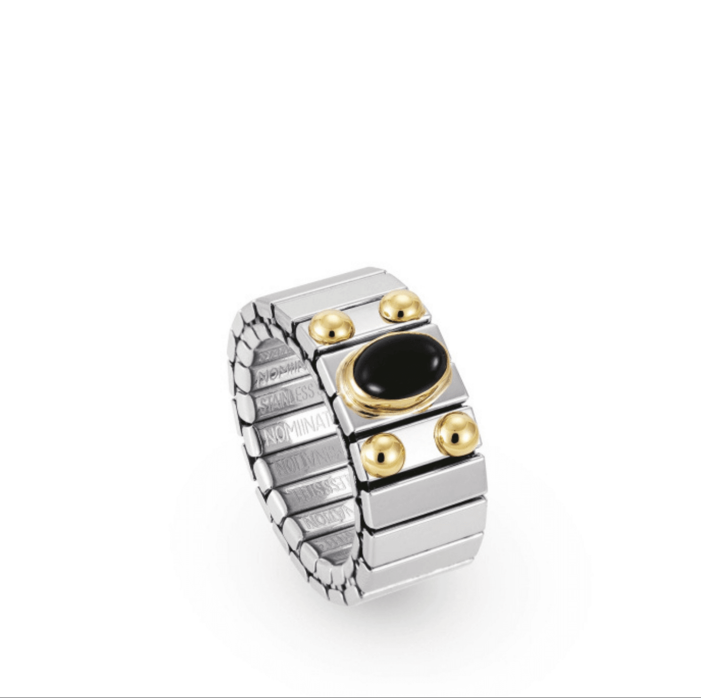 خاتم نومينيشن ستيل و ذهب و حجر - محل الشيخ