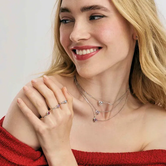 قلادة نومينيشن فضة بتصميم قلب زركونيا