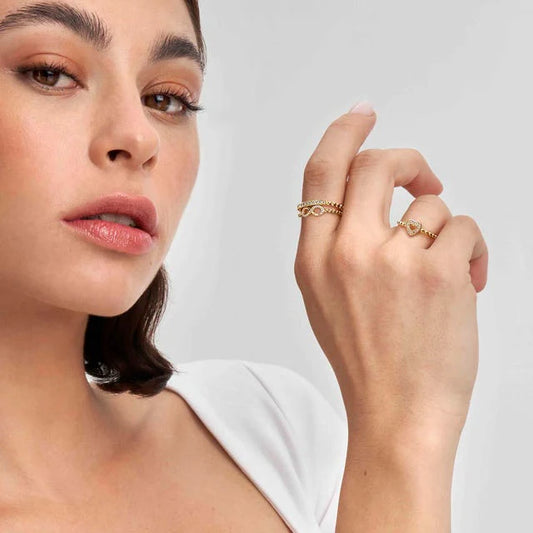 خاتم نومينيشن فضة مرصع بزركونيا لامعة