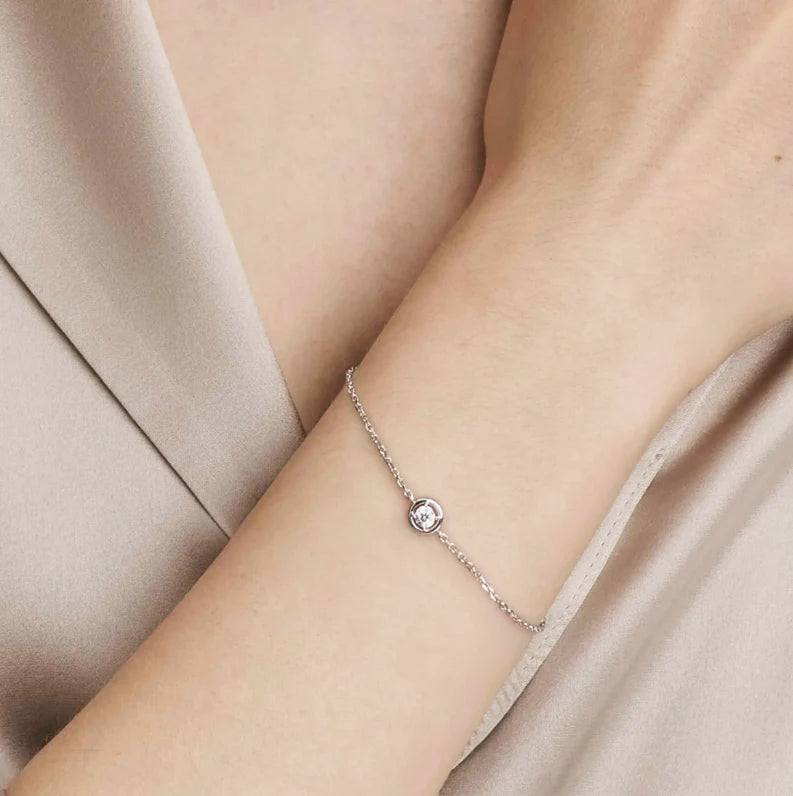 أسورة نومينيشن فضة مرصعة زركونيا مكعب أبيض