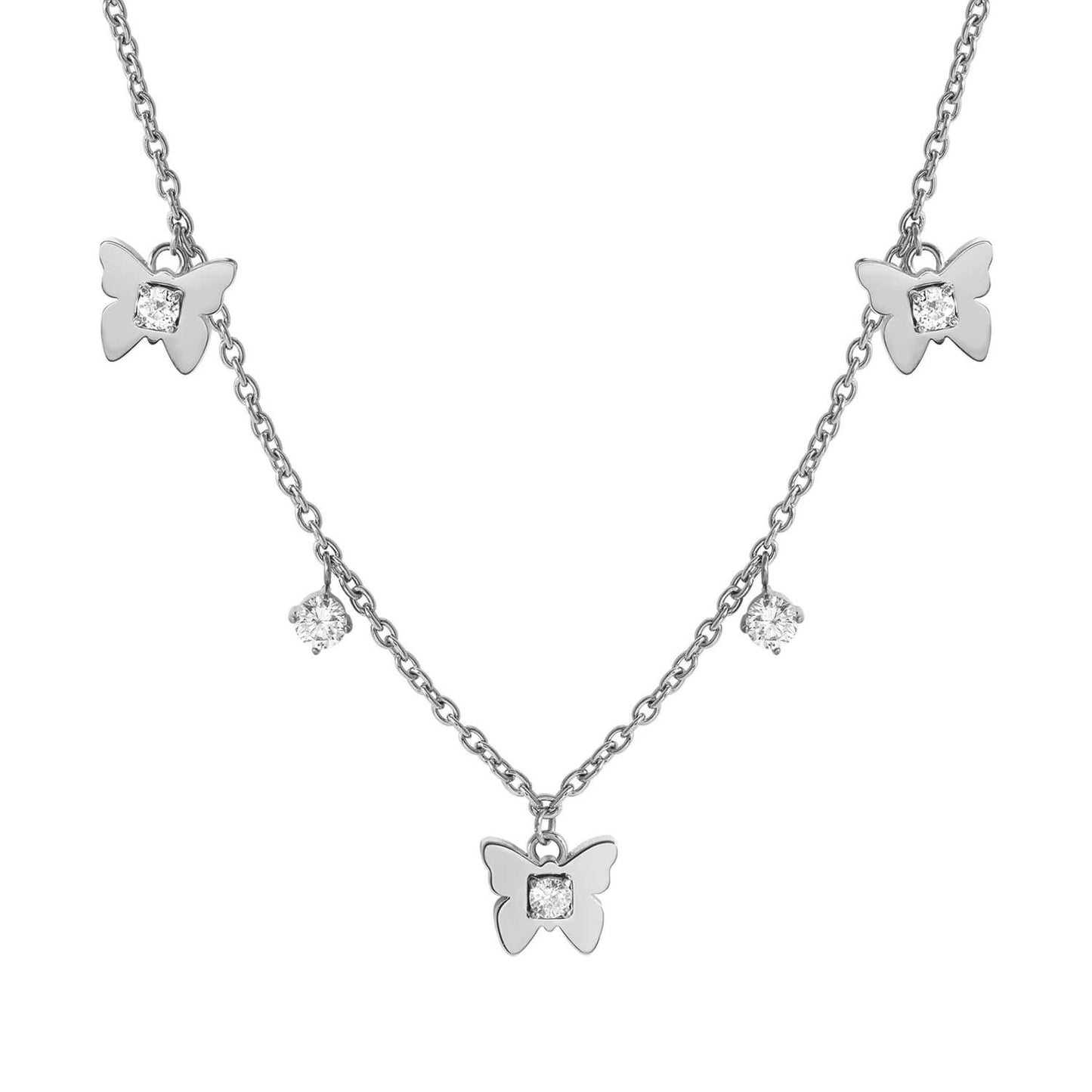 MYSOPHIE necklace in steel and cubic zirconia (RICH) butterfly