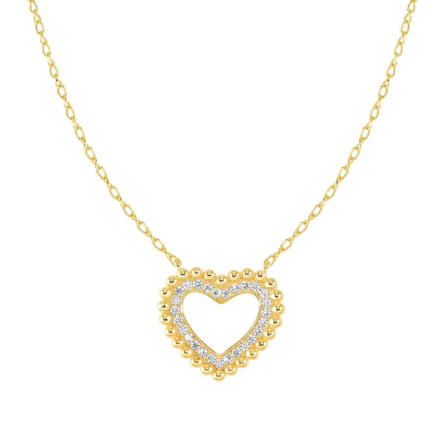 LOVECLOUD necklace in 925 sterling silver and cz Yellow Gold Heart