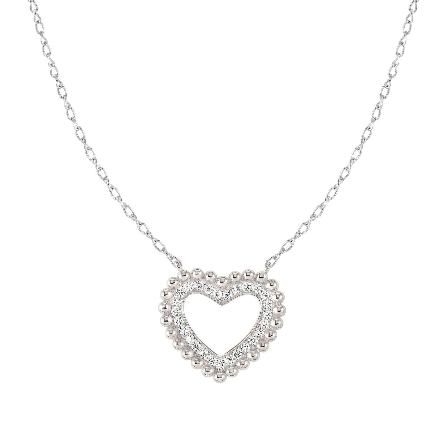 LOVECLOUD necklace in 925 sterling silver and cz Silver Heart