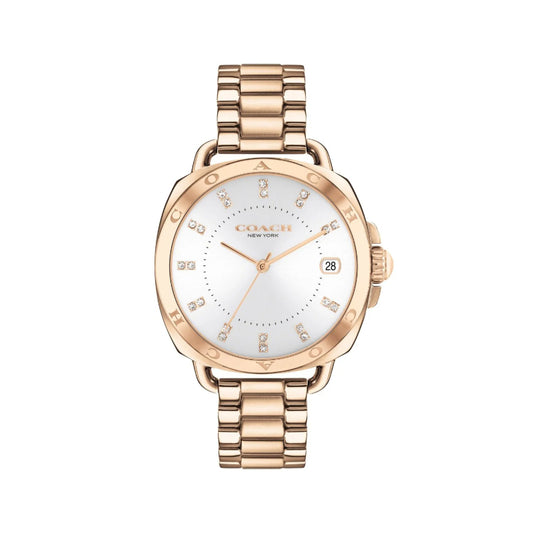 ساعة كوتش نسائي 34 فضية فاخرة مقاومة للماء