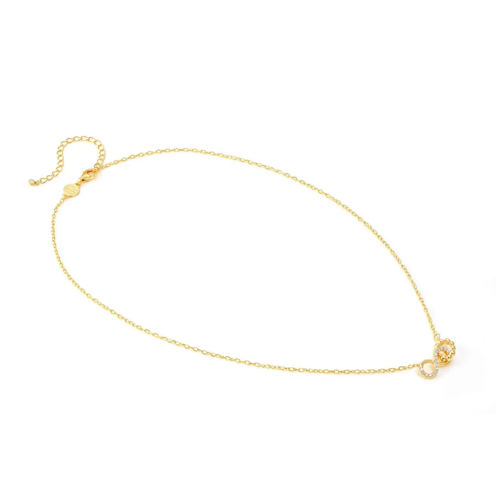 قلادة نومينيشن فضة مطلية بالذهب بزركونيا