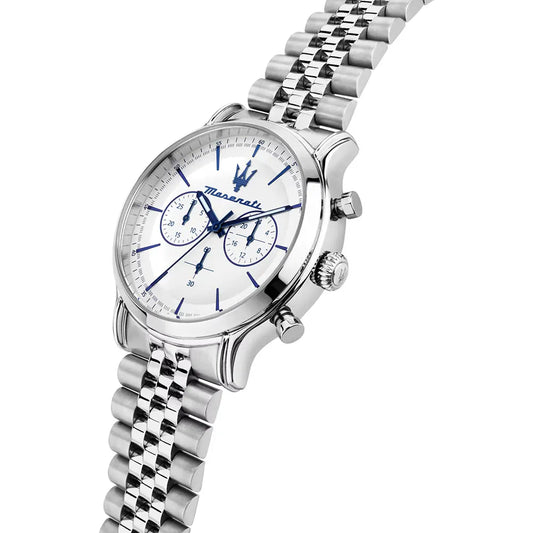 ساعة مازيراتي رجالي 42 فضية مقاومة للماء