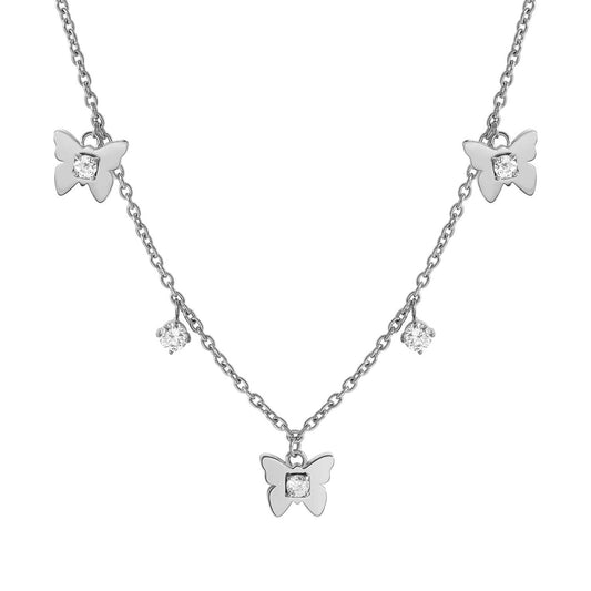 MYSOPHIE necklace in steel and cubic zirconia (RICH) butterfly