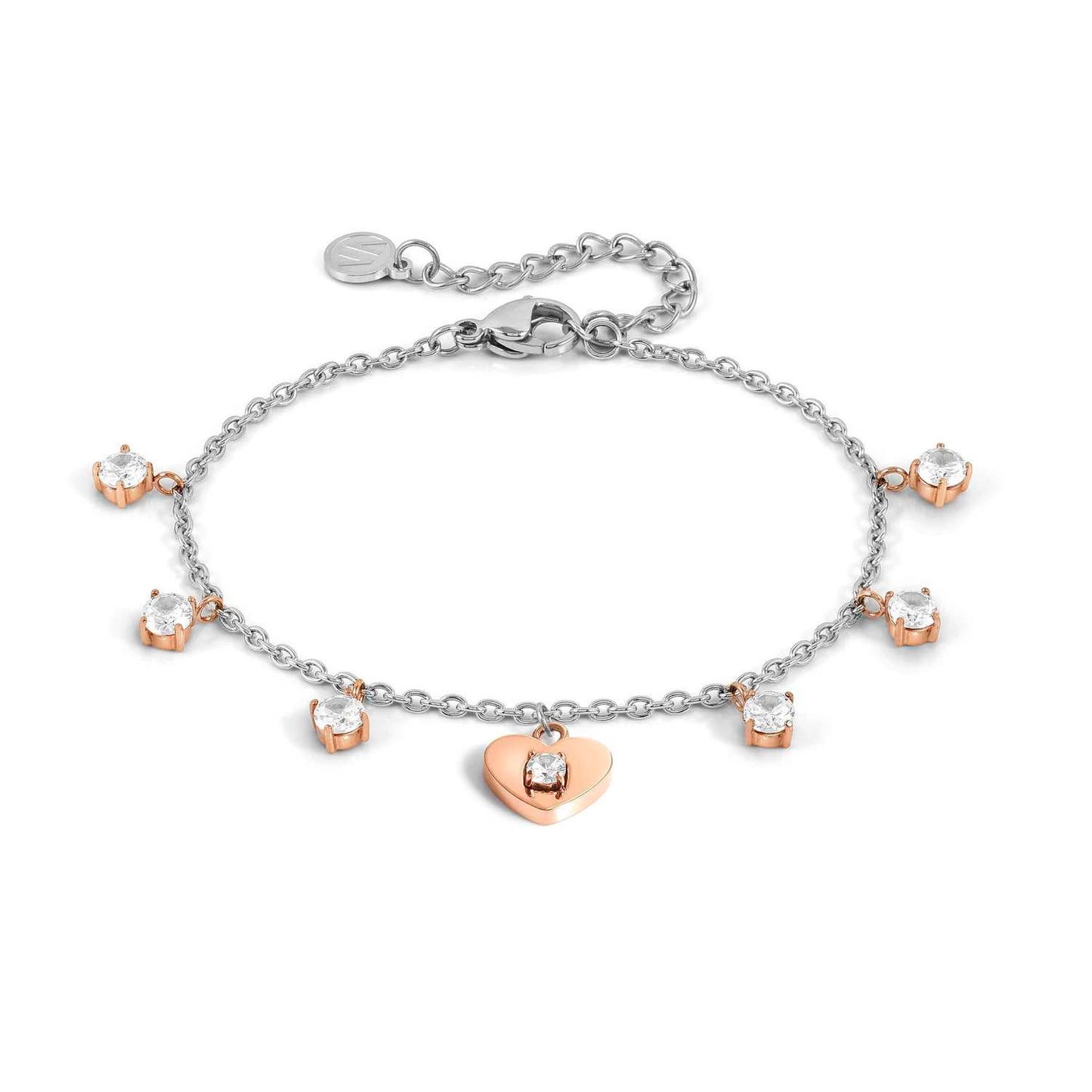 MYSOPHIE bracelets in steel with fin, BITON and cubic zirconia Heart