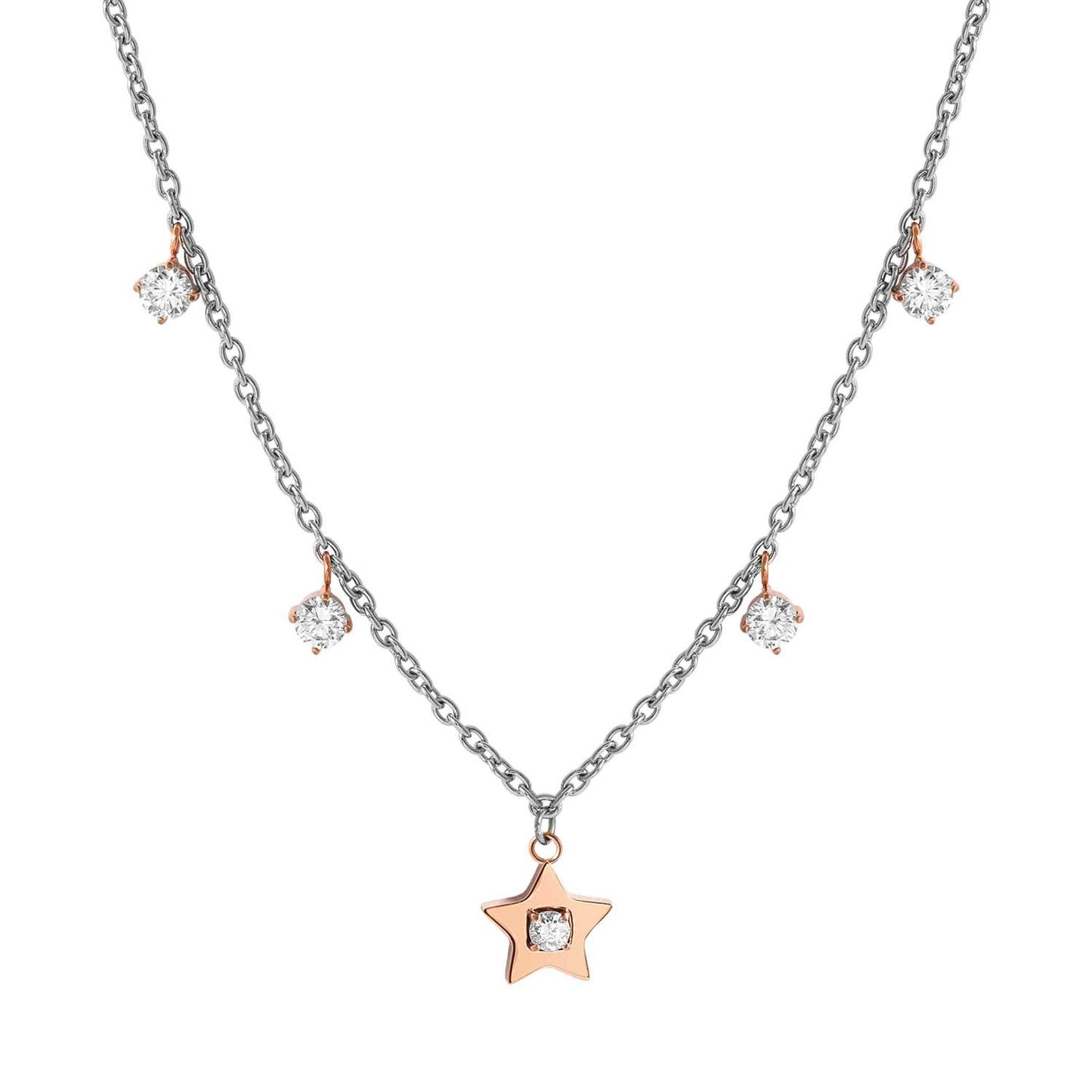 MYSOPHIE necklace in steel with BITONE fin, and cubic zirconia Star
