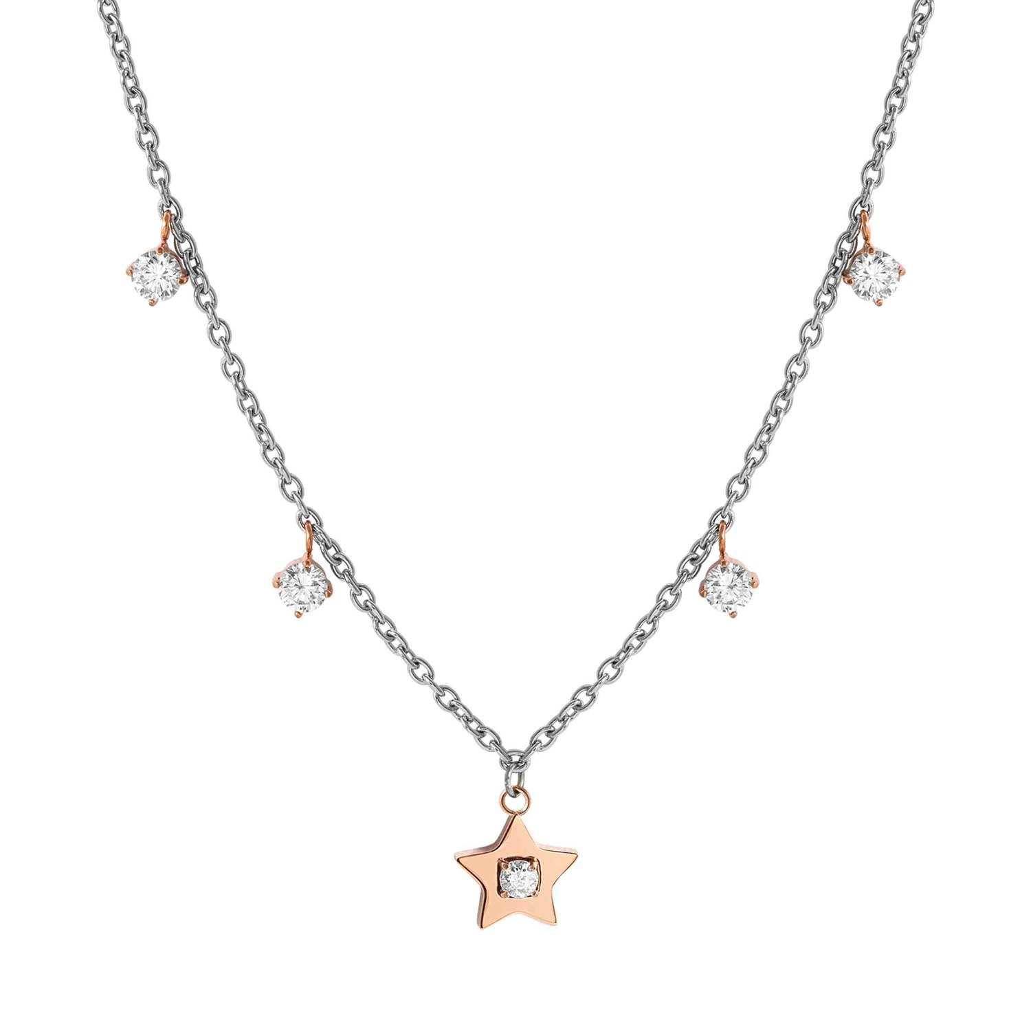 MYSOPHIE necklace in steel with BITONE fin, and cubic zirconia Star