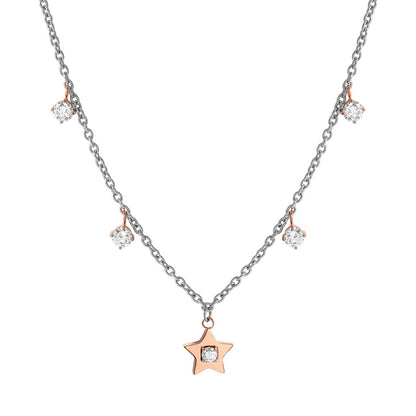MYSOPHIE necklace in steel with BITONE fin, and cubic zirconia Star