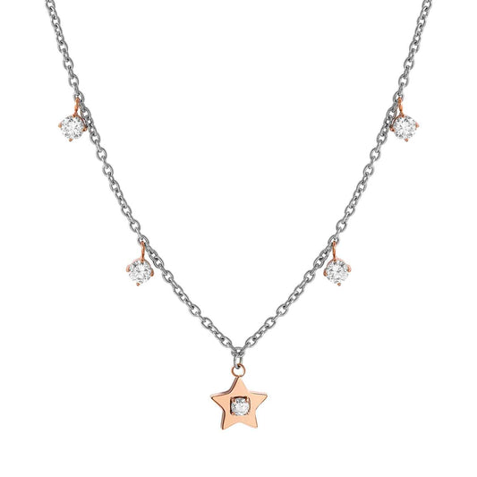 MYSOPHIE necklace in steel with BITONE fin, and cubic zirconia Star