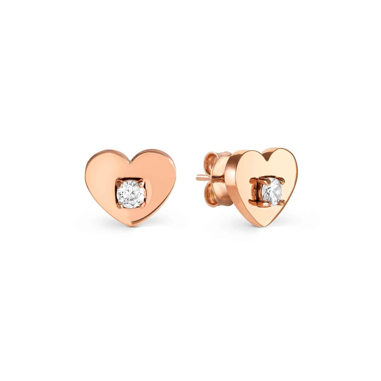 MYSOPHIE earrings in steel with fin, ROSE GOLD and cubic zirconia Heart