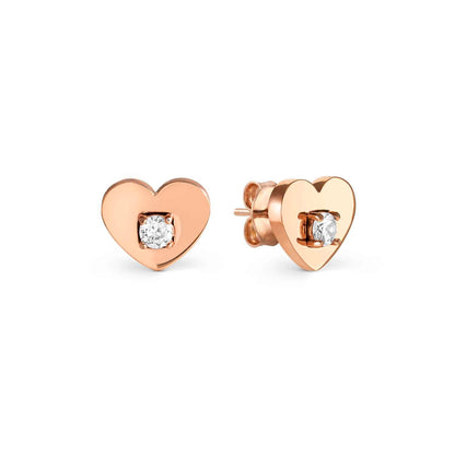 MYSOPHIE earrings in steel with fin, ROSE GOLD and cubic zirconia Heart