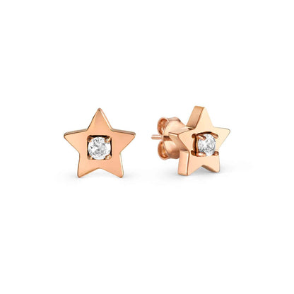 MYSOPHIE earrings in steel with fin, ROSE GOLD and cubic zirconia Star