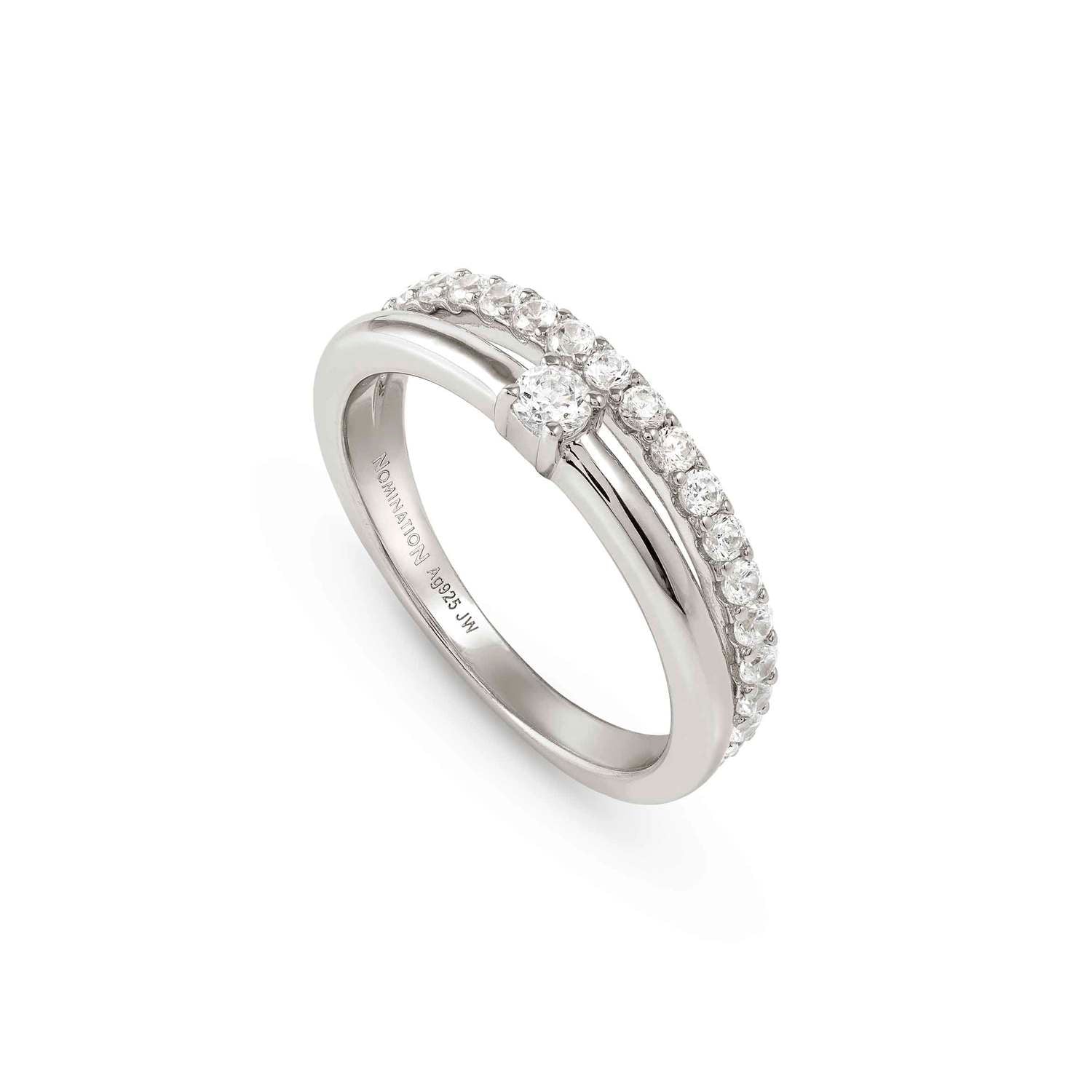 COSMICLOVE ring in 925 sterling silver (RICH) and cubic zirconia WHITE Size 11