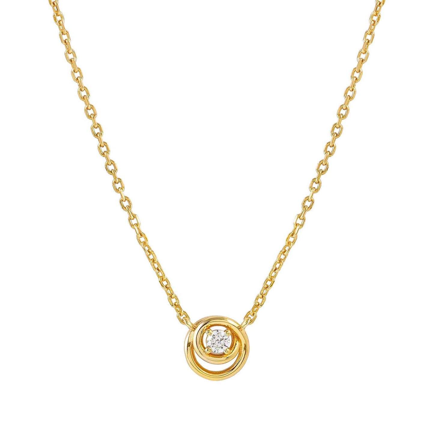 COSMICLOVE necklace in 925 sterling silver and cubic zirconia Yellow Gold Circle