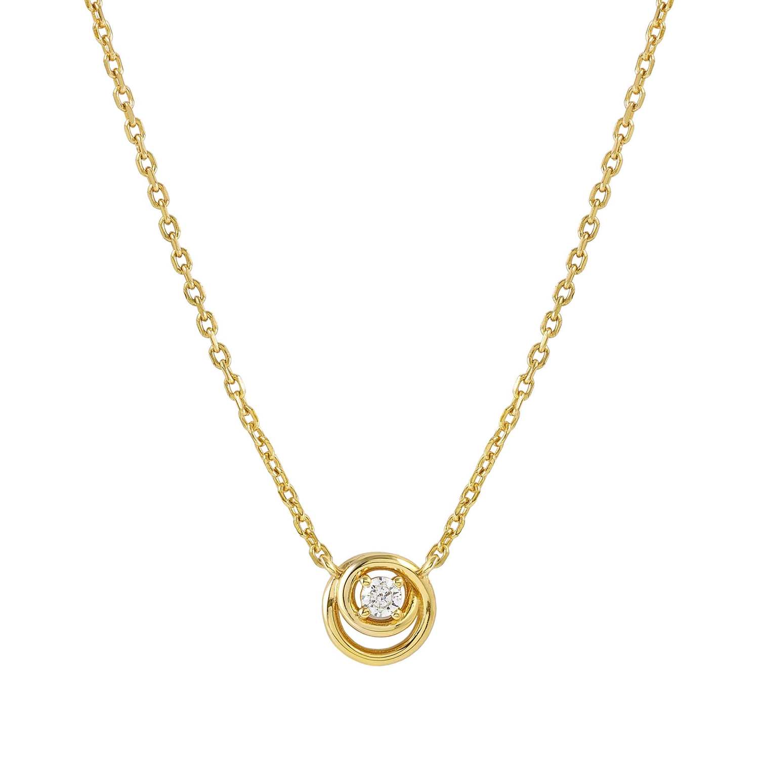COSMICLOVE necklace in 925 sterling silver and cubic zirconia Yellow Gold Circle