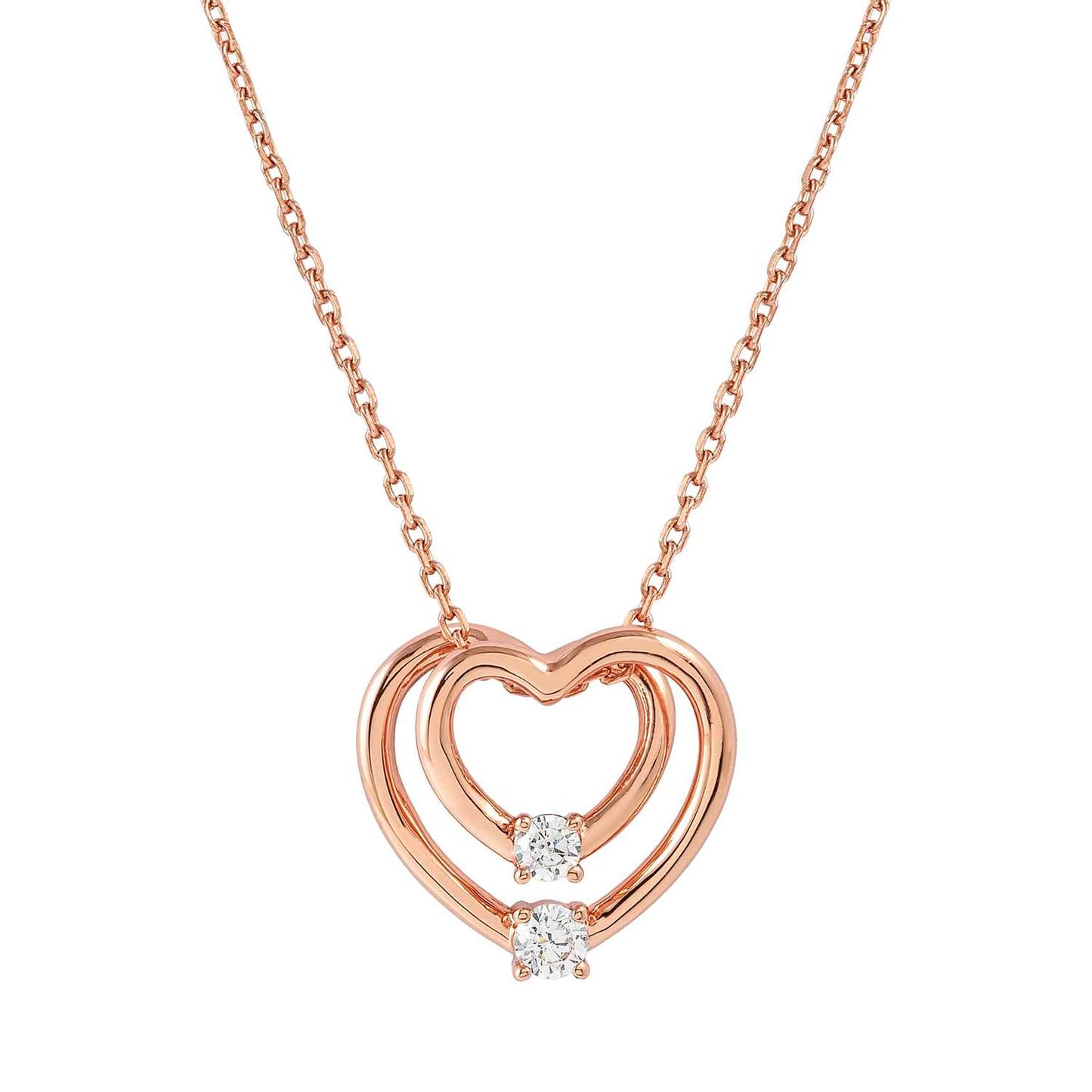 COSMICLOVE necklace in 925 sterling silver and cubic zirconia (LARGE) Heart Rosegold