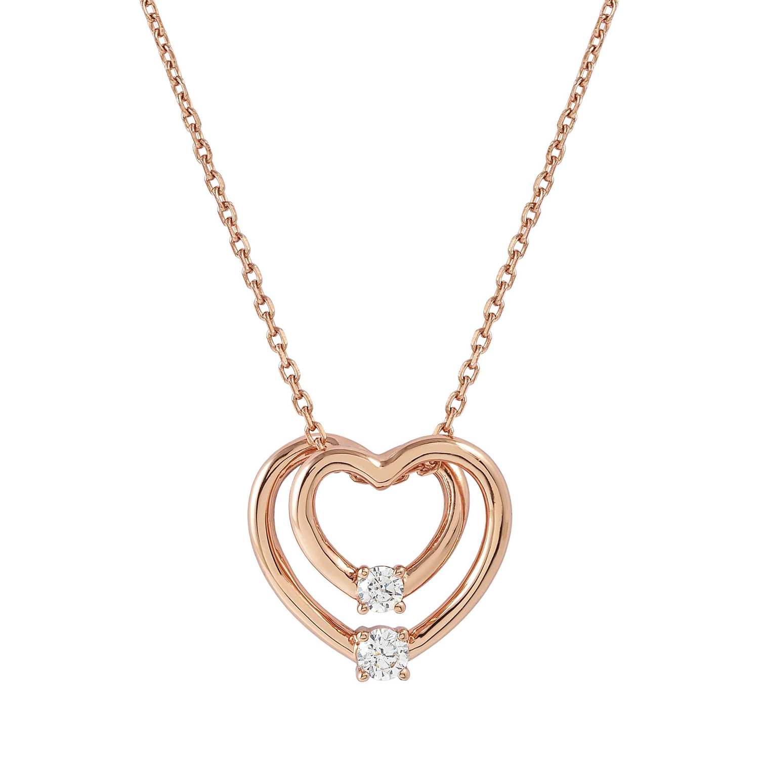 COSMICLOVE necklace in 925 sterling silver and cubic zirconia (LARGE) Heart Rosegold