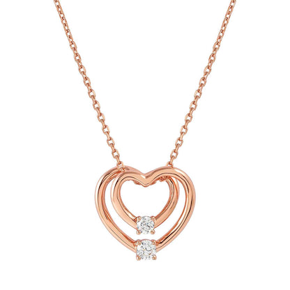 COSMICLOVE necklace in 925 sterling silver and cubic zirconia (LARGE) Heart Rosegold