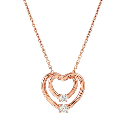 COSMICLOVE necklace in 925 sterling silver and cubic zirconia (LARGE) Heart Rosegold