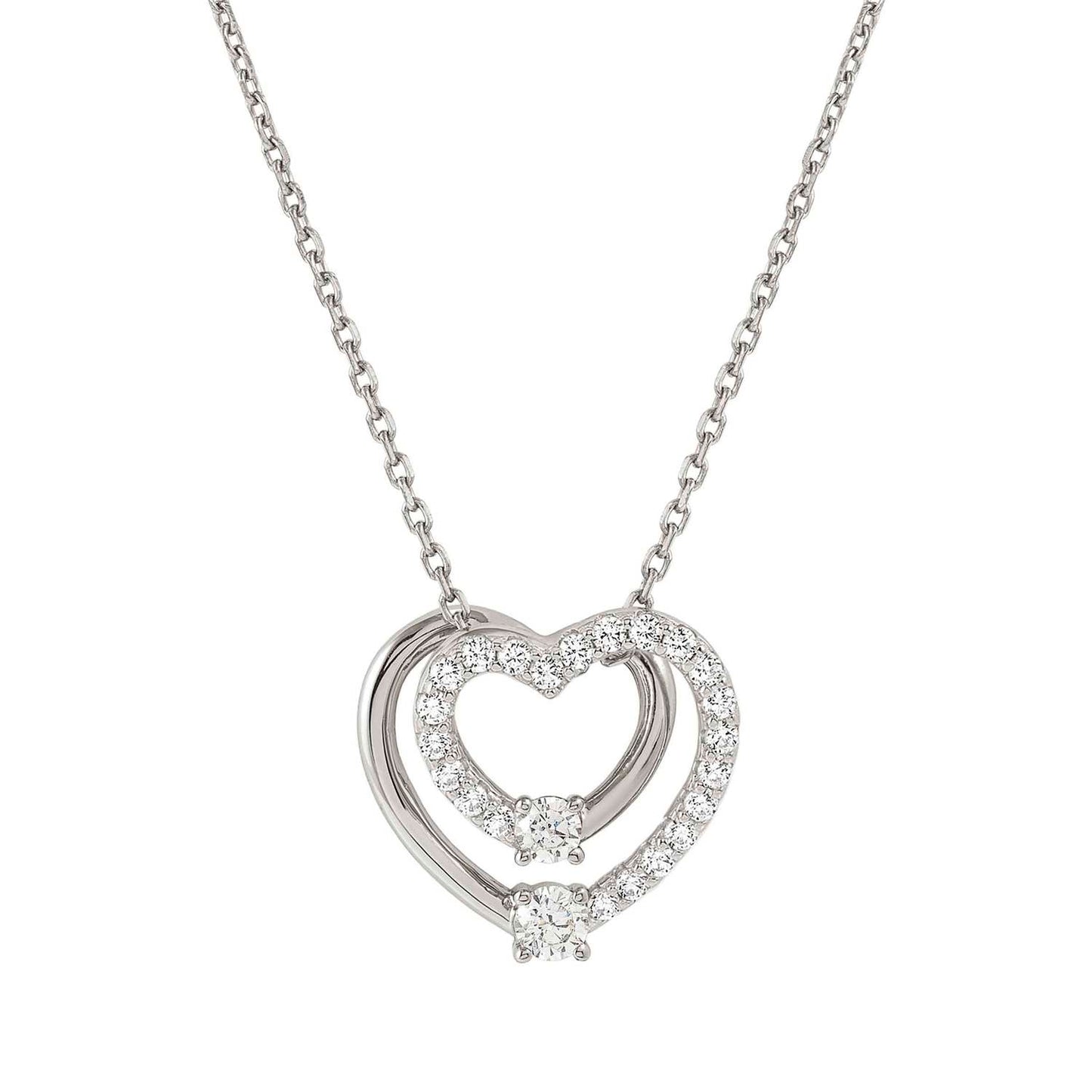 COSMICLOVE necklace in 925 sterling silver and cubic zirconia PAVE (LARGE) Heart Silver