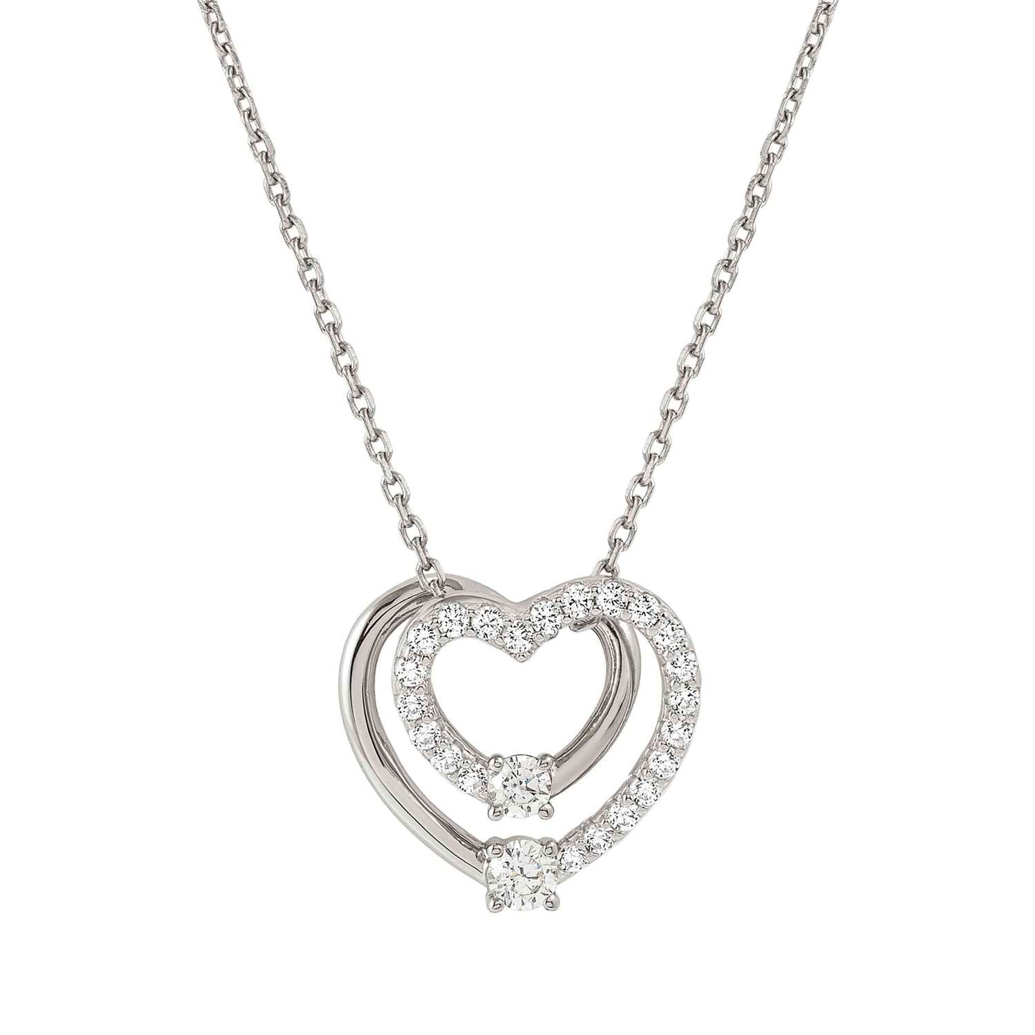 COSMICLOVE necklace in 925 sterling silver and cubic zirconia PAVE (LARGE) Heart Silver