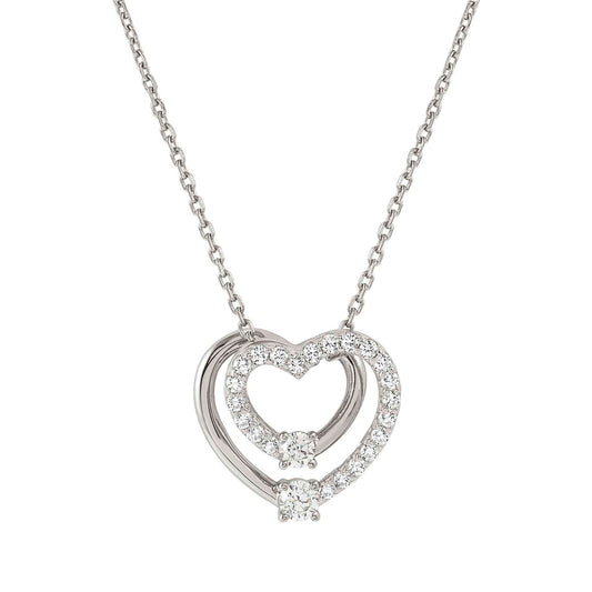 COSMICLOVE necklace in 925 sterling silver and cubic zirconia PAVE (LARGE) Heart Silver