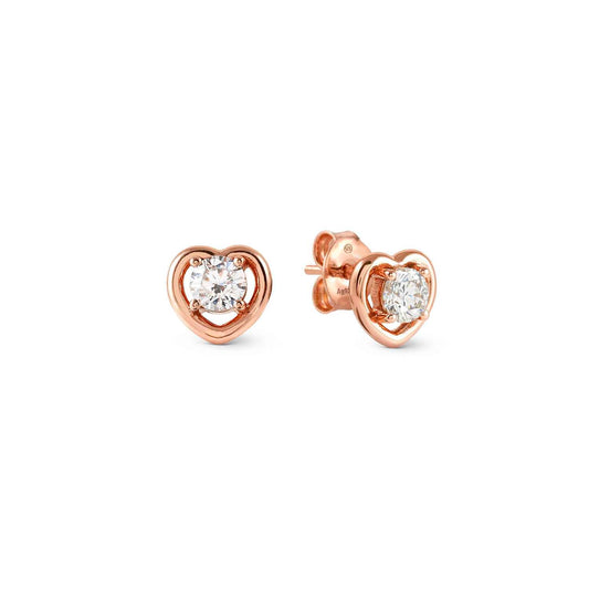 COSMICLOVE earrings in 925 sterling silver and cubic zirconia Heart Rosegold
