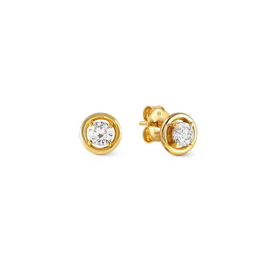 COSMICLOVE earrings in 925 sterling silver and cubic zirconia Yellow Gold Circle