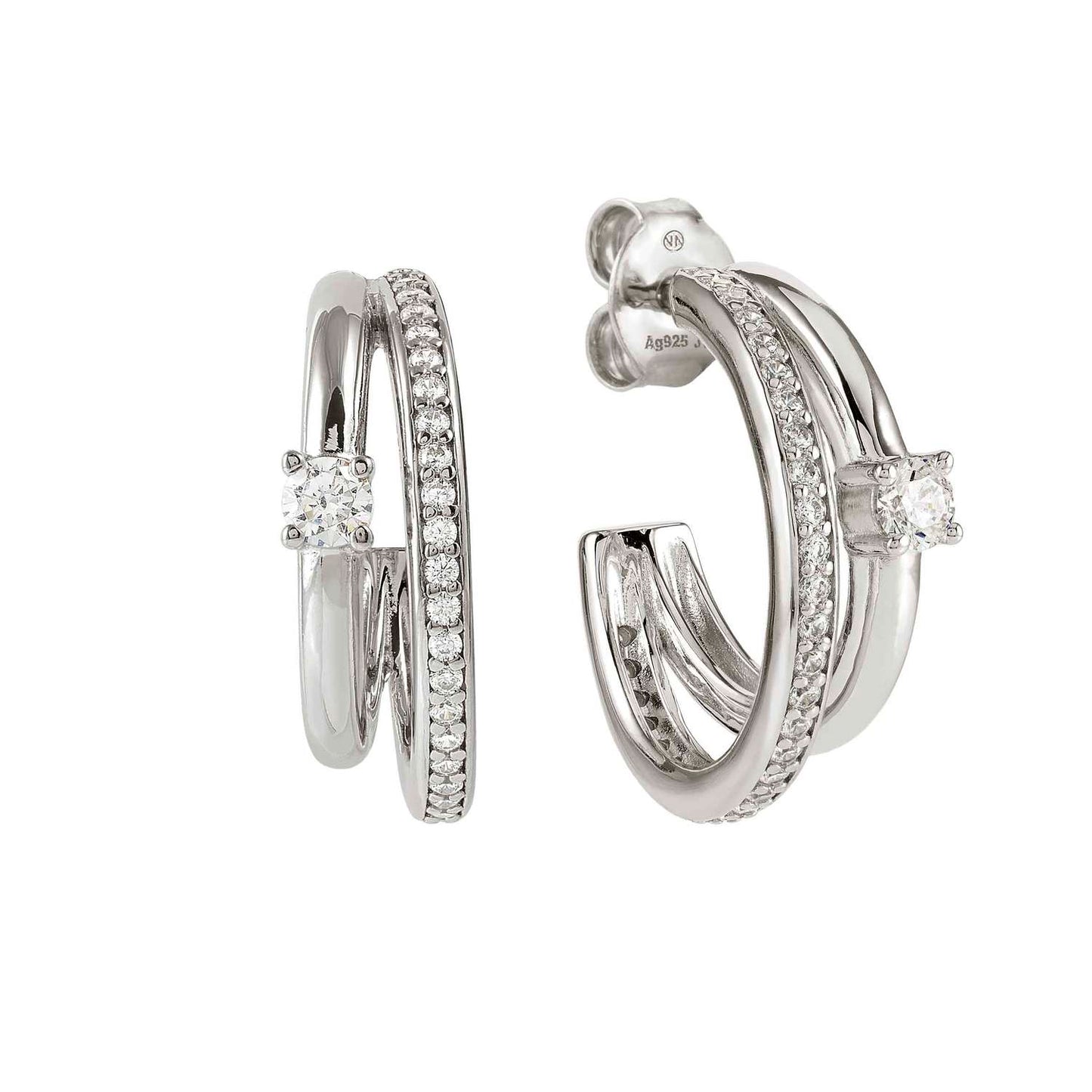 COSMICLOVE earrings in 925 sterling silver (RICCO) and cubic zirconia WHITE