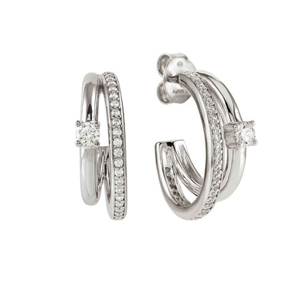 COSMICLOVE earrings in 925 sterling silver (RICCO) and cubic zirconia WHITE