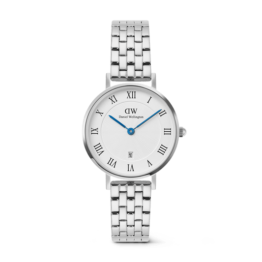 Petite 28 Roman Numerals Date 5-Link White S - Daniel Wellington