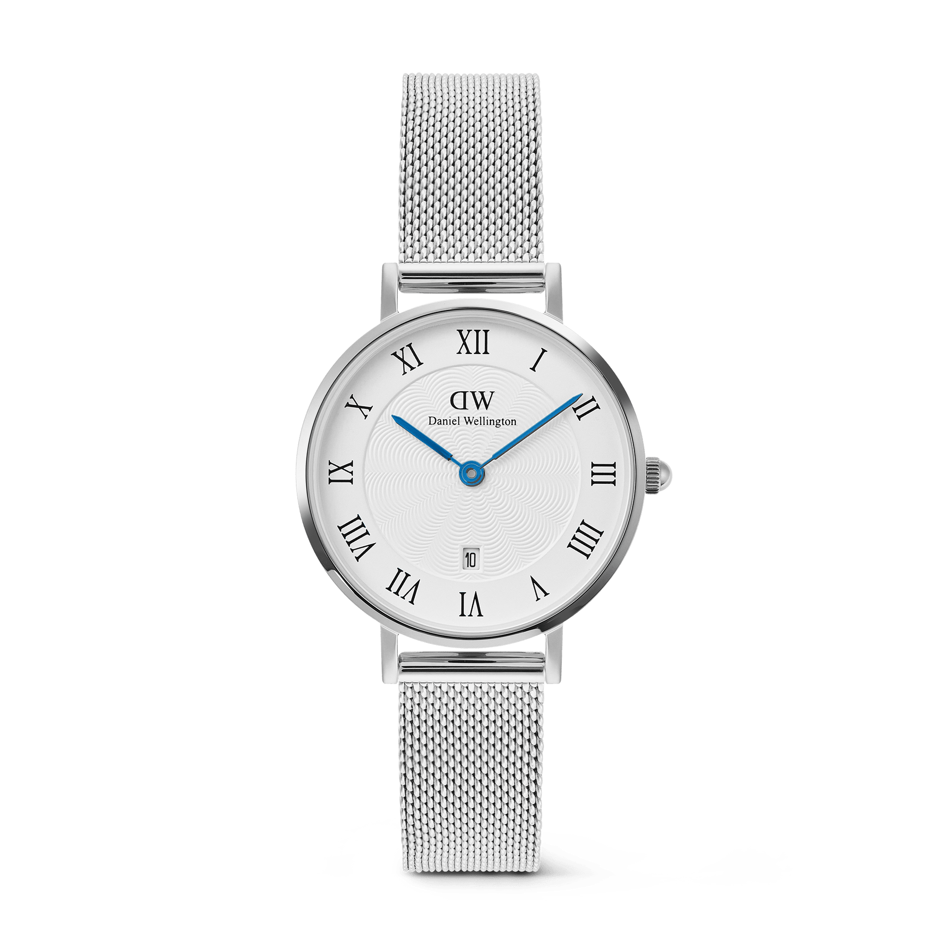 Petite 28 Roman Numerals Date Sterling White S - Daniel Wellington