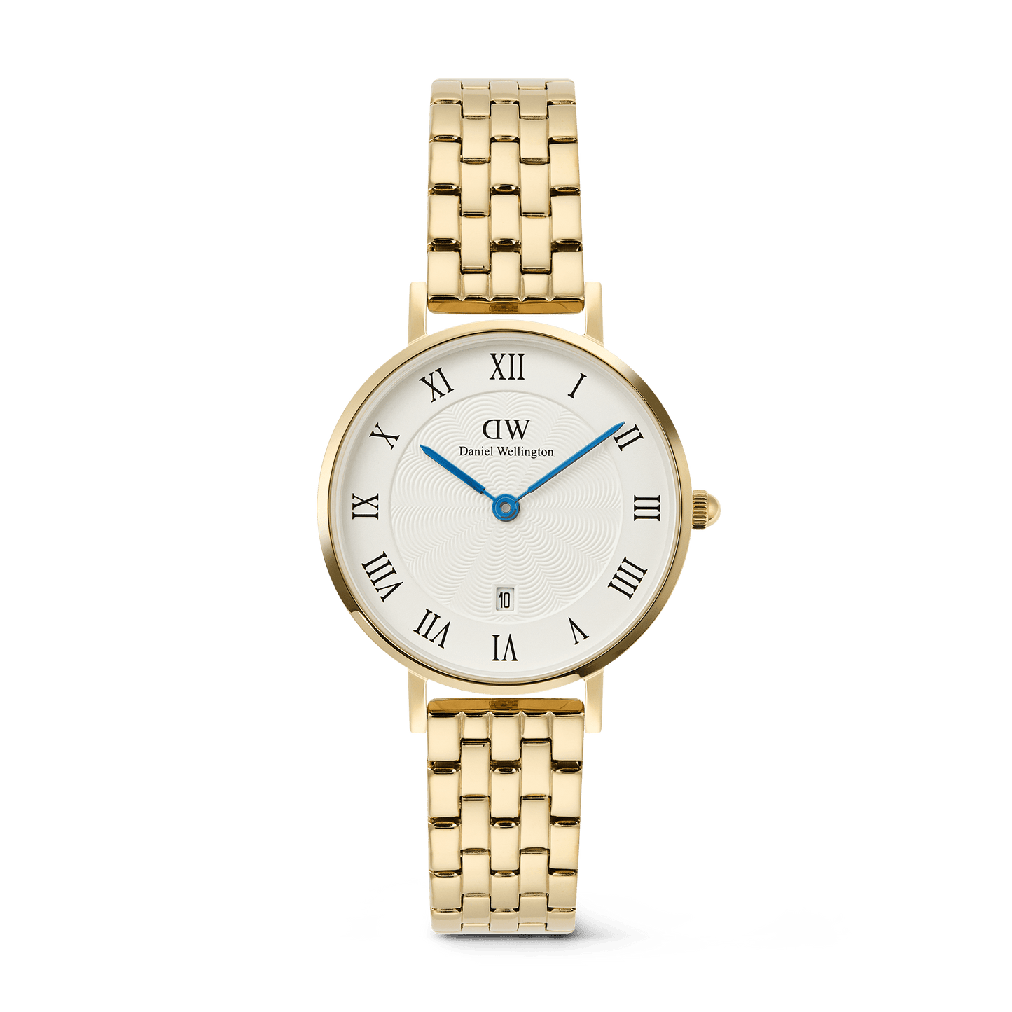 Petite 28 Roman Numerals Date 5-Link White G - Daniel Wellington
