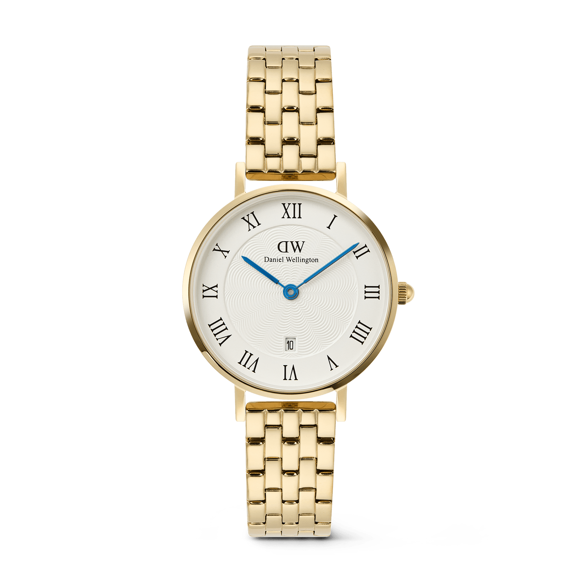 Petite 28 Roman Numerals Date 5-Link White G - Daniel Wellington